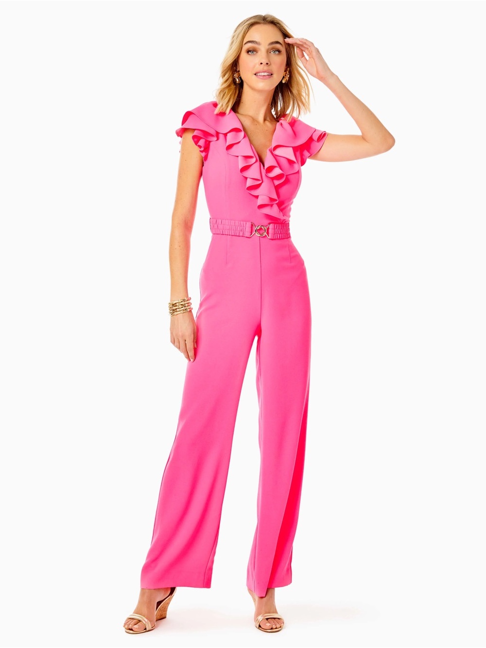 Lilly Pulitzer Cassian Ruffle Jumpsuit - Aura Pink